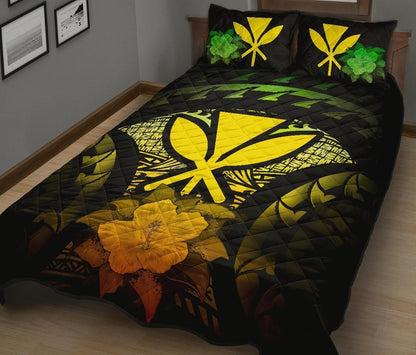 Kanaka Maoli (Hawaii) Polynesian Quilt Bed Set Hibiscus Reggae