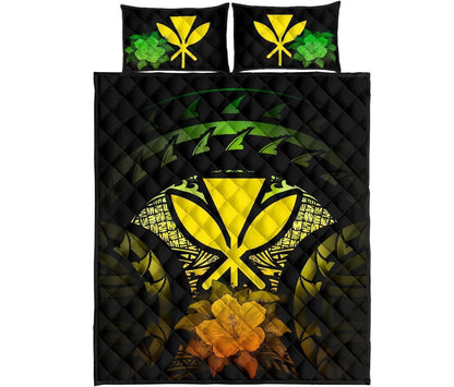 Kanaka Maoli (Hawaii) Polynesian Quilt Bed Set Hibiscus Reggae