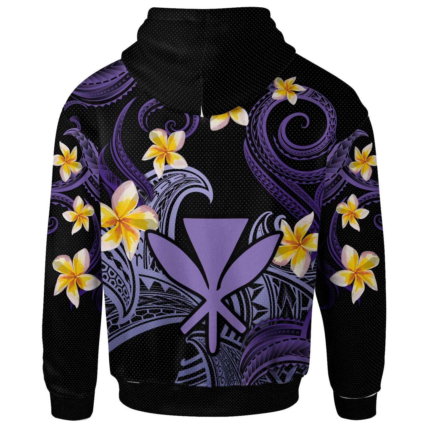 Kanaka Maoli Hoodie - Custom Personalised Polynesian Waves with Plumeria Flowers (Purple)