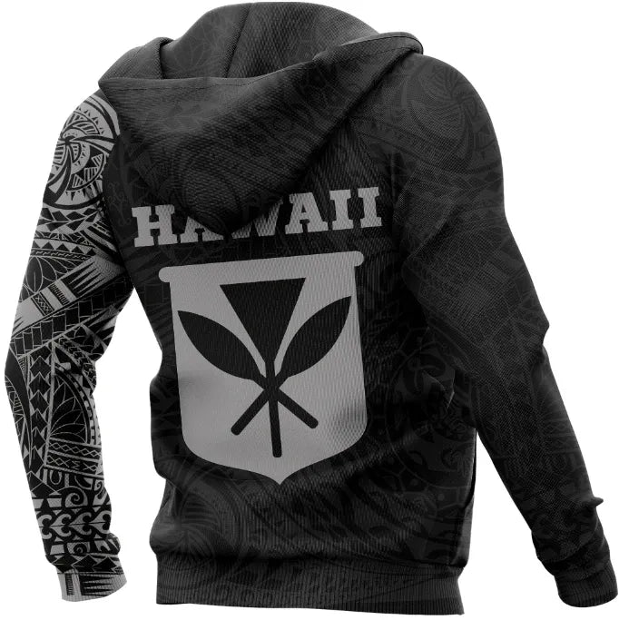 Polynesian Hoodie - Kanaka Maoli Flag Polynesian Tattoo Style Special Version
