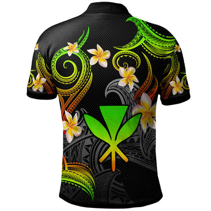 Kanaka Maoli Polo Shirt - Custom Personalised Polynesian Waves with Plumeria Flowers (Reggae)