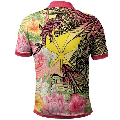 Kanaka Maoli Polo Shirt -  Flowers Tropical With Sea Animals