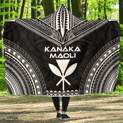 Kanaka Maoli Polynesian Chief Hooded Blanket - Black Version