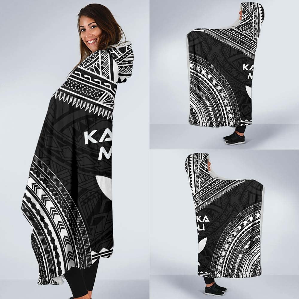 Kanaka Maoli Polynesian Chief Hooded Blanket - Black Version