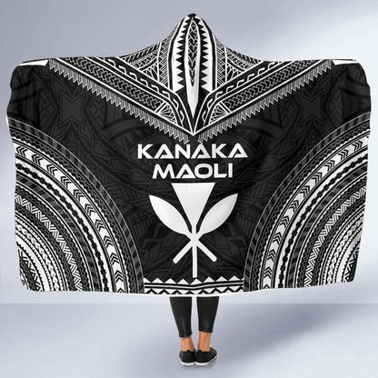 Kanaka Maoli Polynesian Chief Hooded Blanket - Black Version