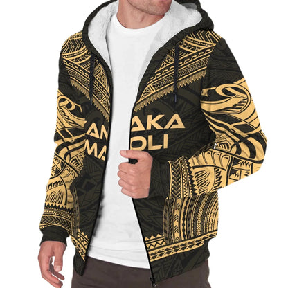 Kanaka Maoli Sherpa Hoodie - Polynesian Chief Gold Version