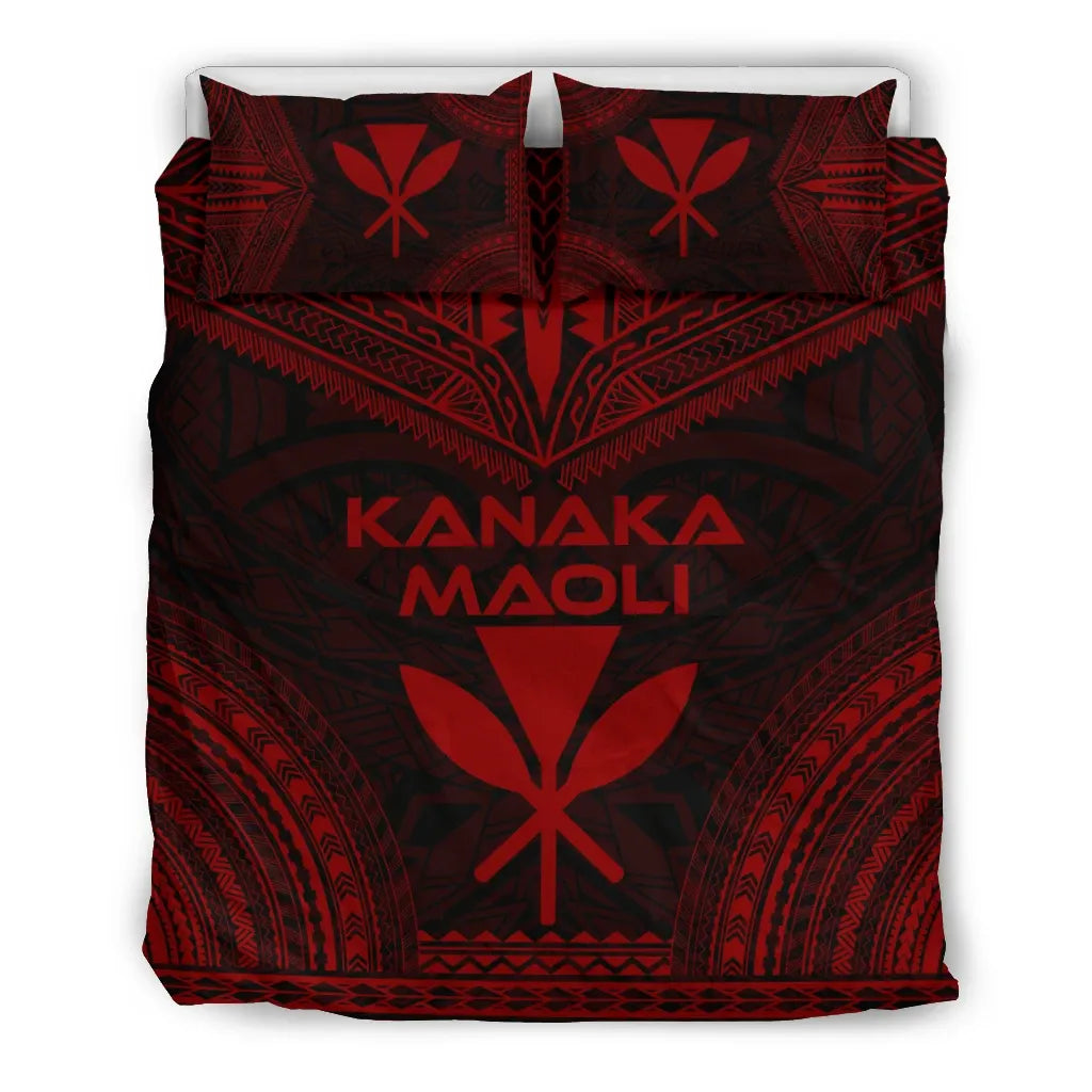 Kanaka Maoli Polynesian Chief Duvet Cover Set - Red Version