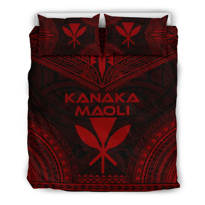 Kanaka Maoli Polynesian Chief Duvet Cover Set - Red Version