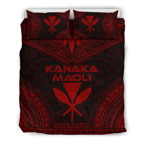 Kanaka Maoli Polynesian Chief Duvet Cover Set - Red Version