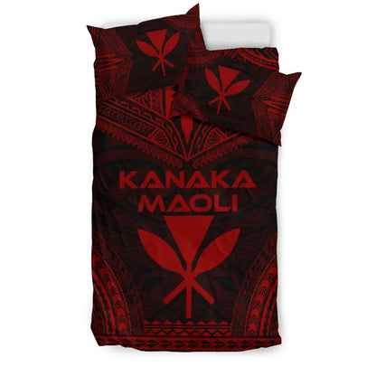 Kanaka Maoli Polynesian Chief Duvet Cover Set - Red Version