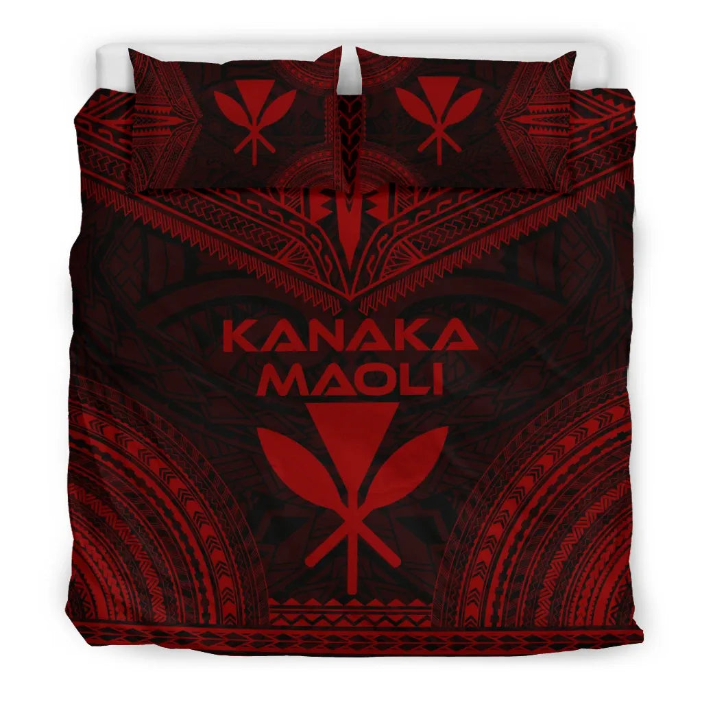 Kanaka Maoli Polynesian Chief Duvet Cover Set - Red Version
