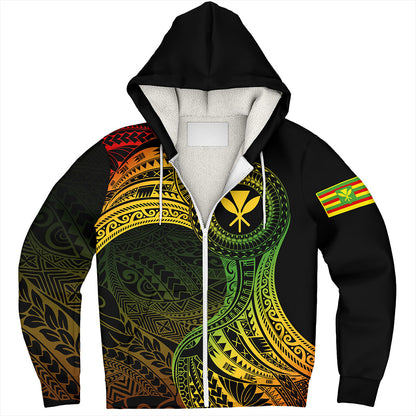 Hawaii Sherpa Hoodie Kanaka Maoli Round Polynesian Tribal Reggae