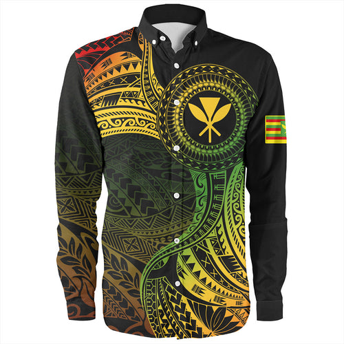 Hawaii Long Sleeve Shirt Kanaka Maoli Round Polynesian Tribal Reggae