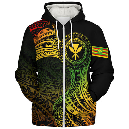 Hawaii Sherpa Hoodie Kanaka Maoli Round Polynesian Tribal Reggae