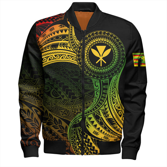 Hawaii Bomber Jacket Kanaka Maoli Round Polynesian Tribal Reggae