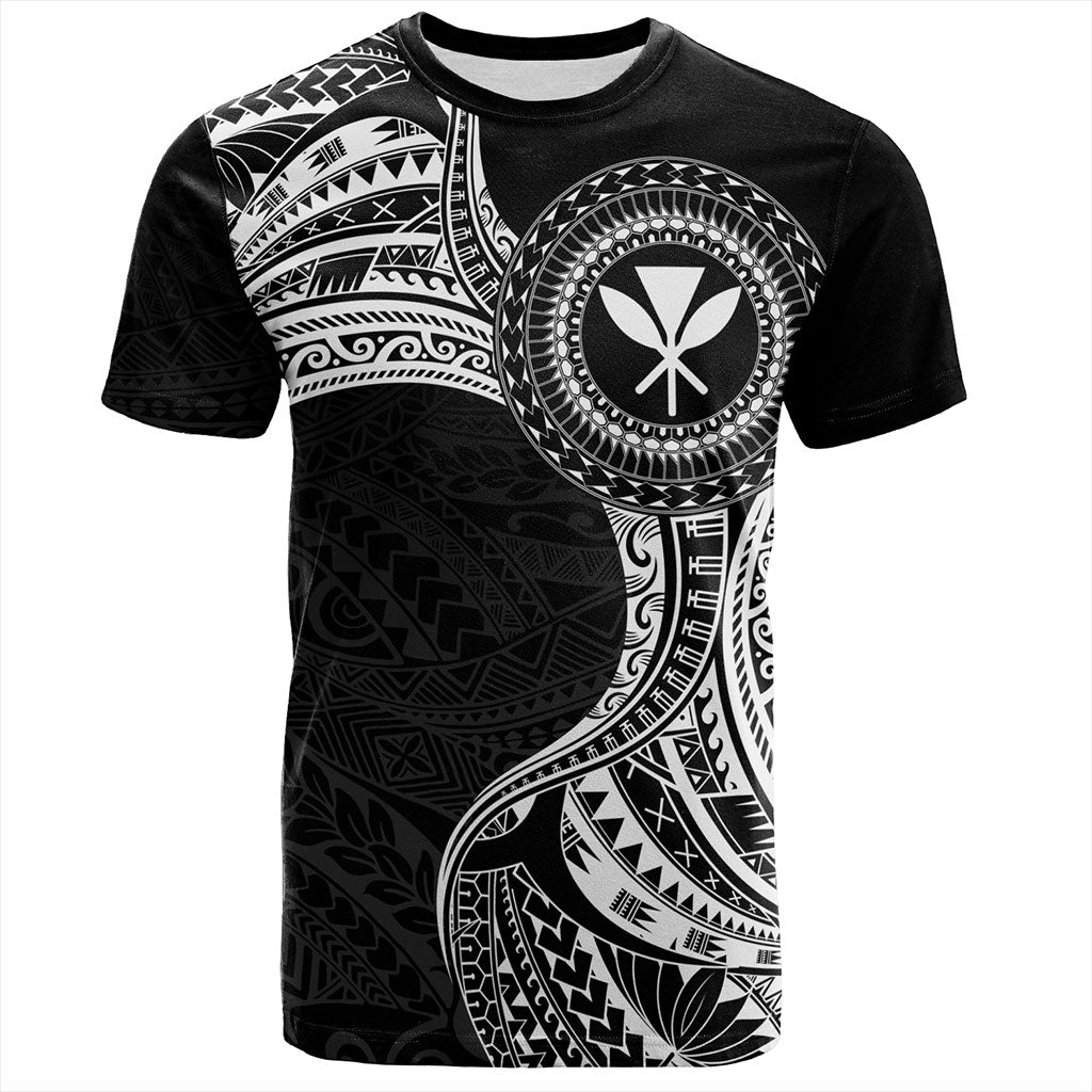 Hawaii T-Shirt Kanaka Maoli Round Polynesian Tribal White