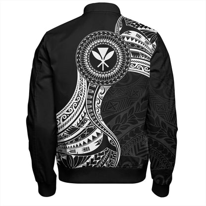 Hawaii Bomber Jacket Kanaka Maoli Round Polynesian Tribal White