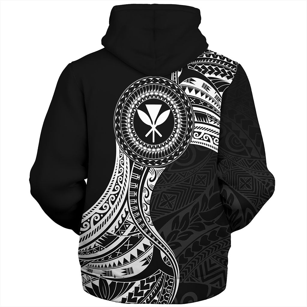 Hawaii Sherpa Hoodie Kanaka Maoli Round Polynesian Tribal White