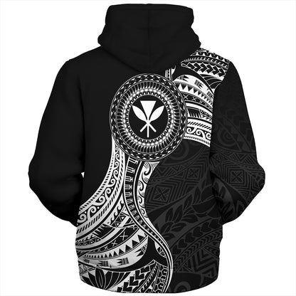 Hawaii Sherpa Hoodie Kanaka Maoli Round Polynesian Tribal White