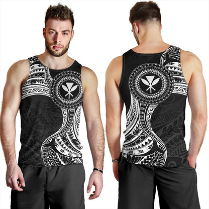 Hawaii Tank Top Kanaka Maoli Round Polynesian Tribal White