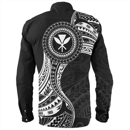 Hawaii Long Sleeve Shirt Kanaka Maoli Round Polynesian Tribal White