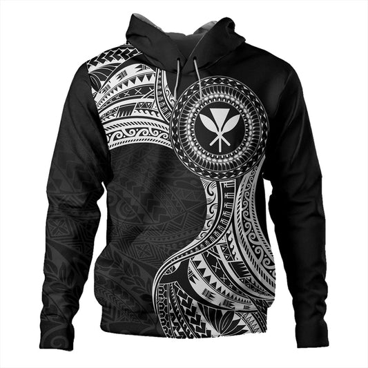 Hawaii Hoodie Kanaka Maoli Round Polynesian Tribal White