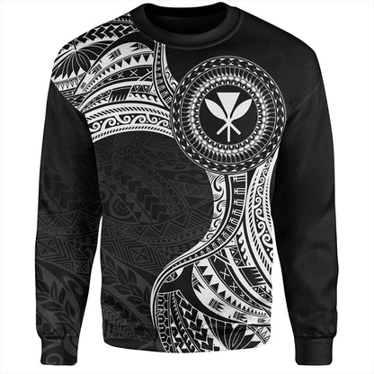 Hawaii Sweatshirt Kanaka Maoli Round Polynesian Tribal White