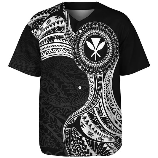 Hawaii Baseball Shirt Kanaka Maoli Round Polynesian Tribal White