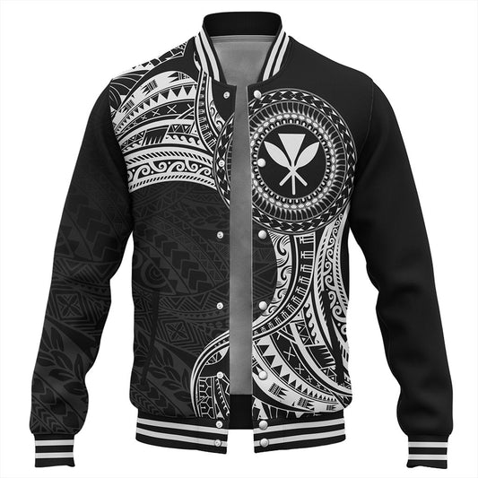 Hawaii Baseball Jacket Kanaka Maoli Round Polynesian Tribal White