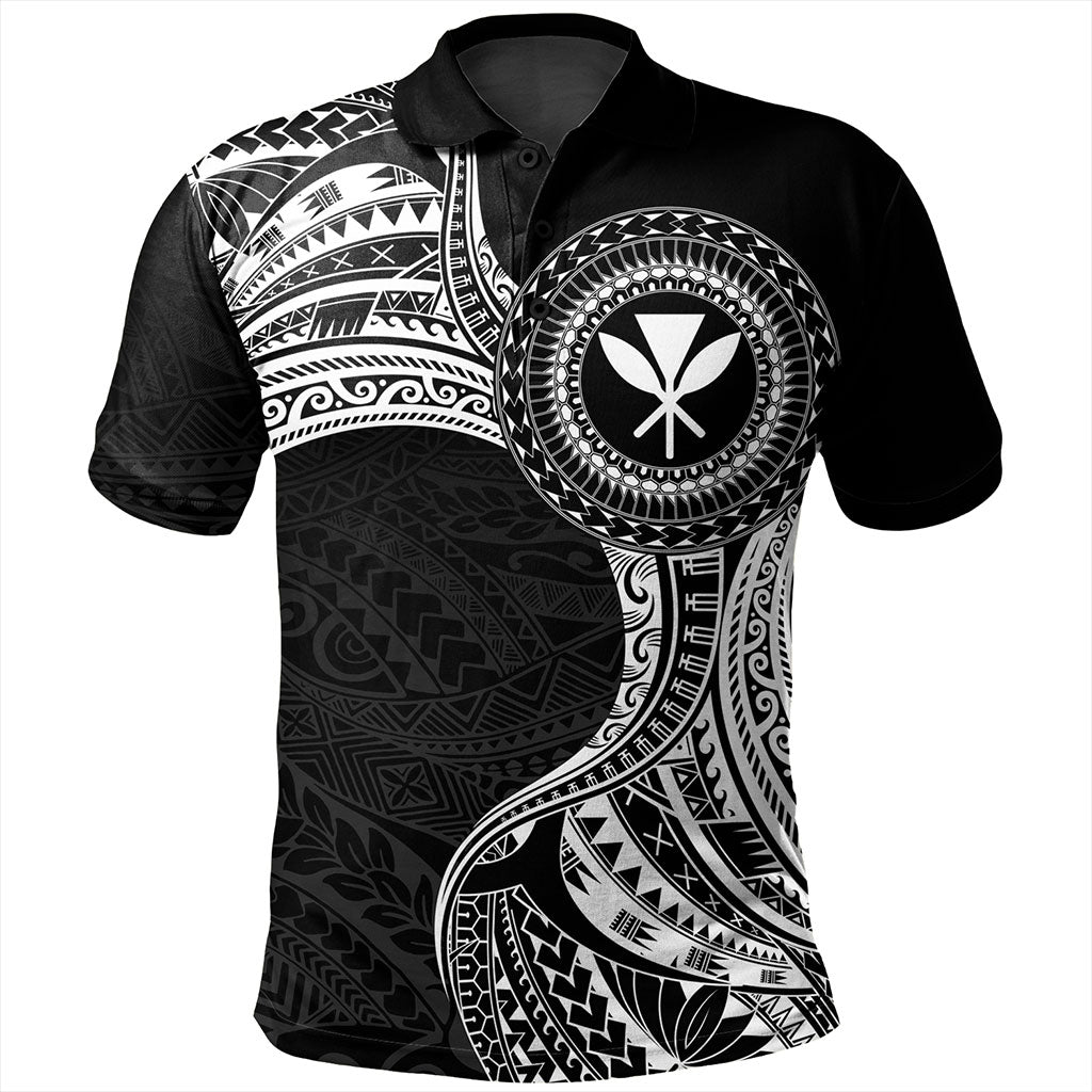 Hawaii Polo Shirt Kanaka Maoli Round Polynesian Tribal White
