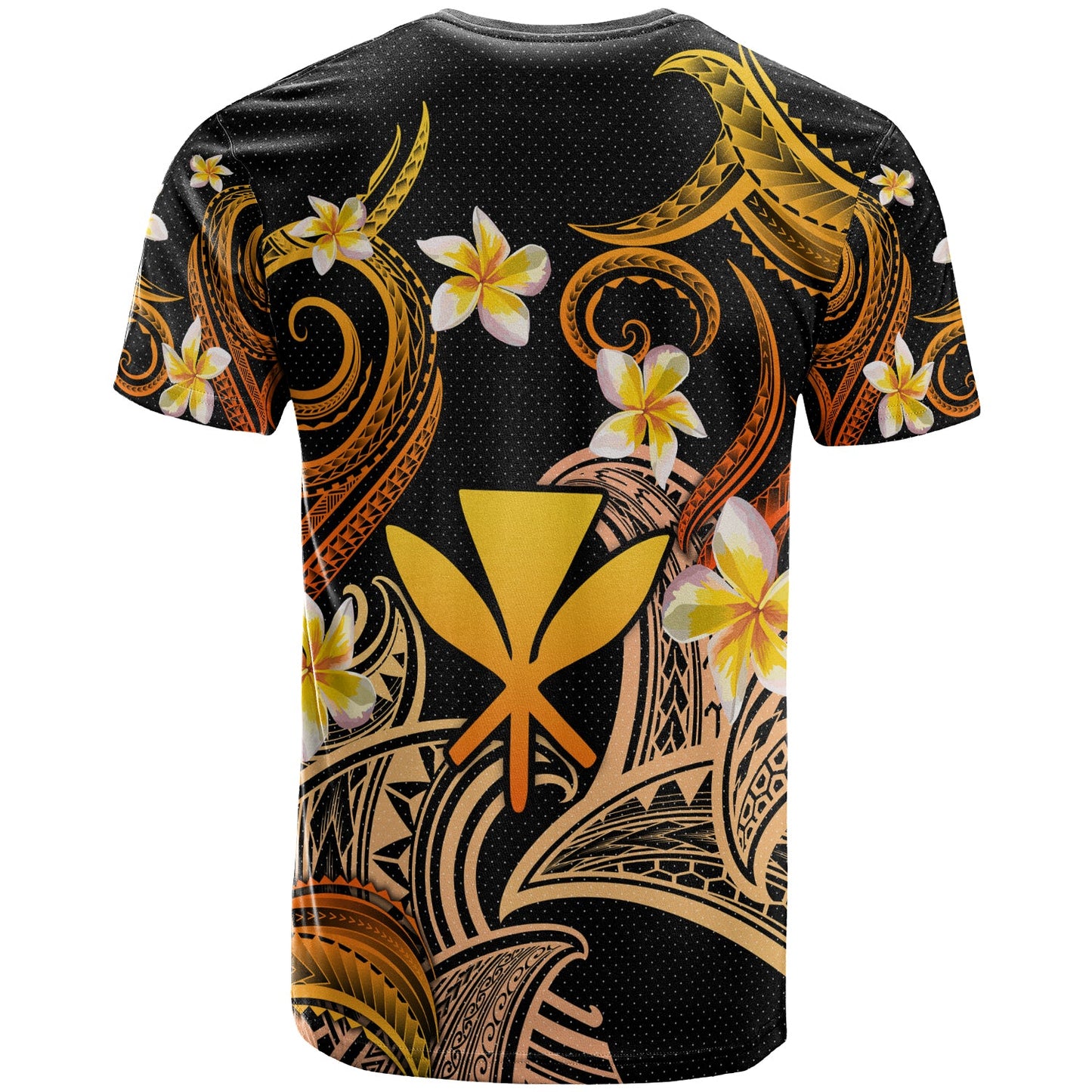 Kanaka Maoli T-shirt - Custom Personalised Polynesian Waves with Plumeria Flowers (Orange)
