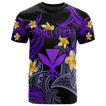 Kanaka Maoli T-shirt - Custom Personalised Polynesian Waves with Plumeria Flowers (Purple)