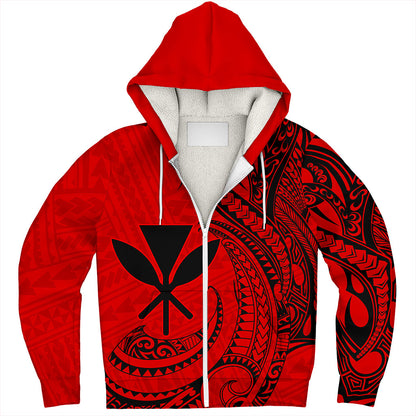 Hawaii Sherpa Hoodie Kanaka Tribal Polynesian Island