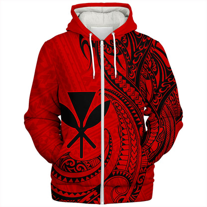 Hawaii Sherpa Hoodie Kanaka Tribal Polynesian Island