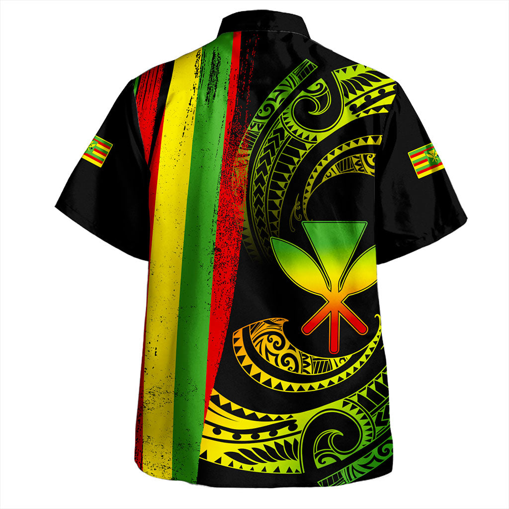 Hawaii Hawaiian Shirt Kanaka Maoli Tribal Wave Grunge Flag