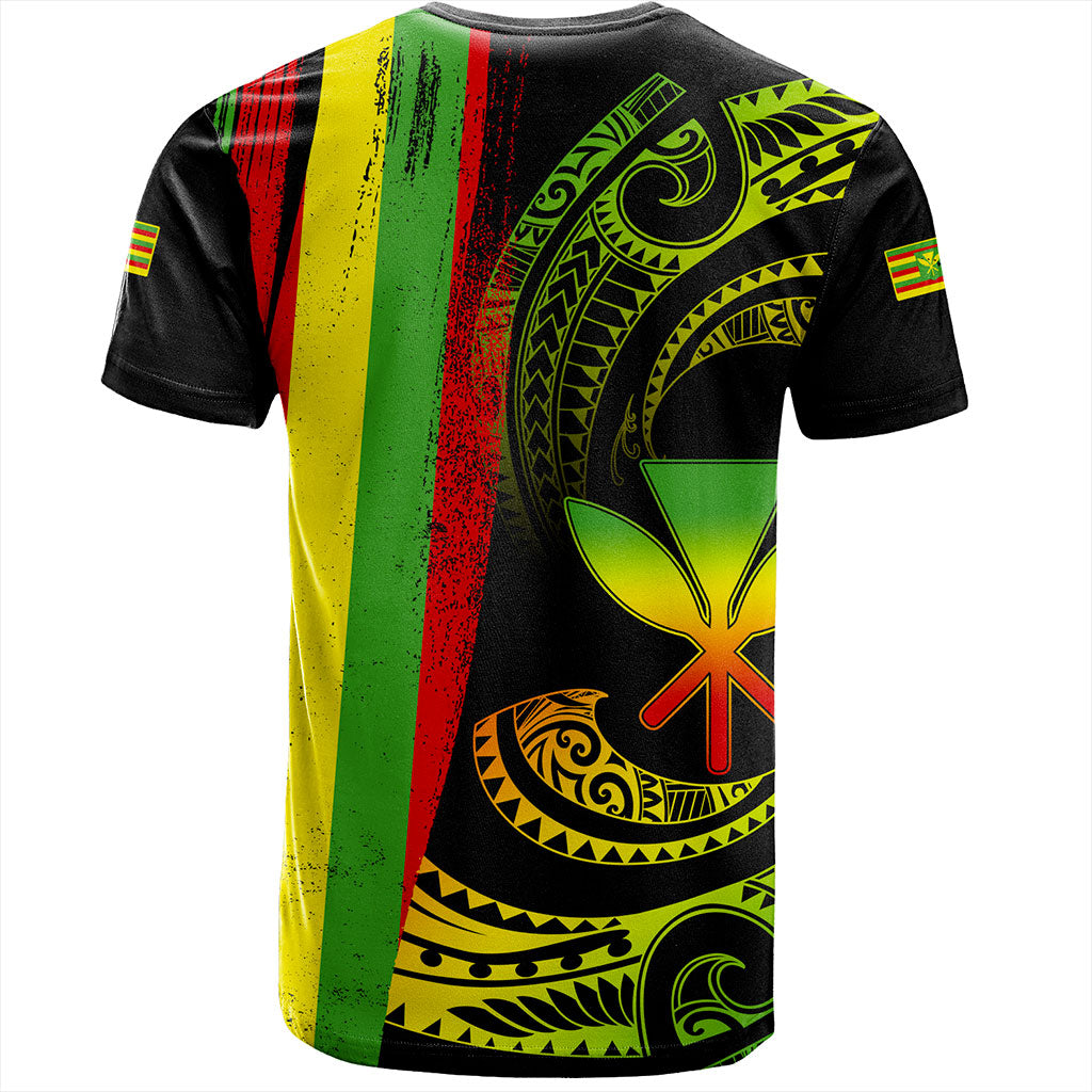 Hawaii T-Shirt Kanaka Maoli Tribal Wave Grunge Flag