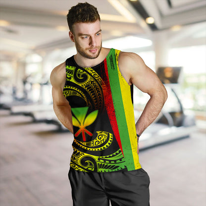 Hawaii Tank Top Kanaka Maoli Tribal Wave Grunge Flag