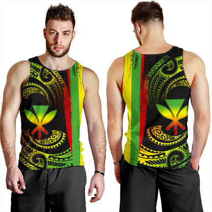 Hawaii Tank Top Kanaka Maoli Tribal Wave Grunge Flag