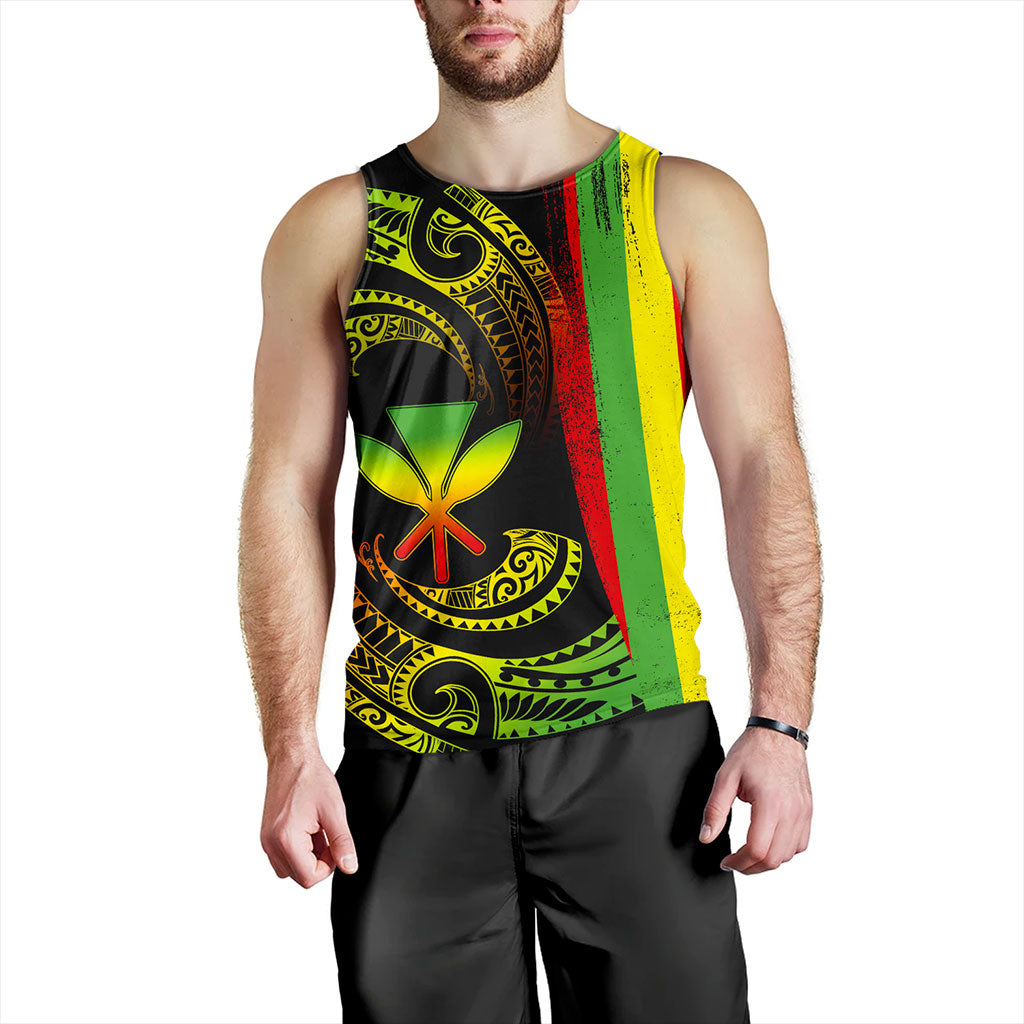 Hawaii Tank Top Kanaka Maoli Tribal Wave Grunge Flag