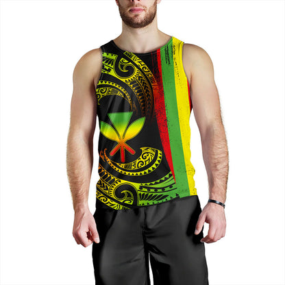 Hawaii Tank Top Kanaka Maoli Tribal Wave Grunge Flag