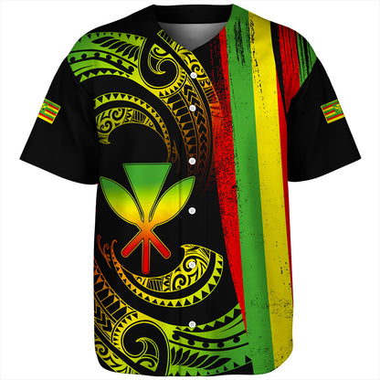 Hawaii Baseball Shirt Kanaka Maoli Tribal Wave Grunge Flag
