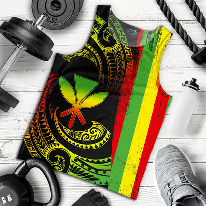 Hawaii Tank Top Kanaka Maoli Tribal Wave Grunge Flag