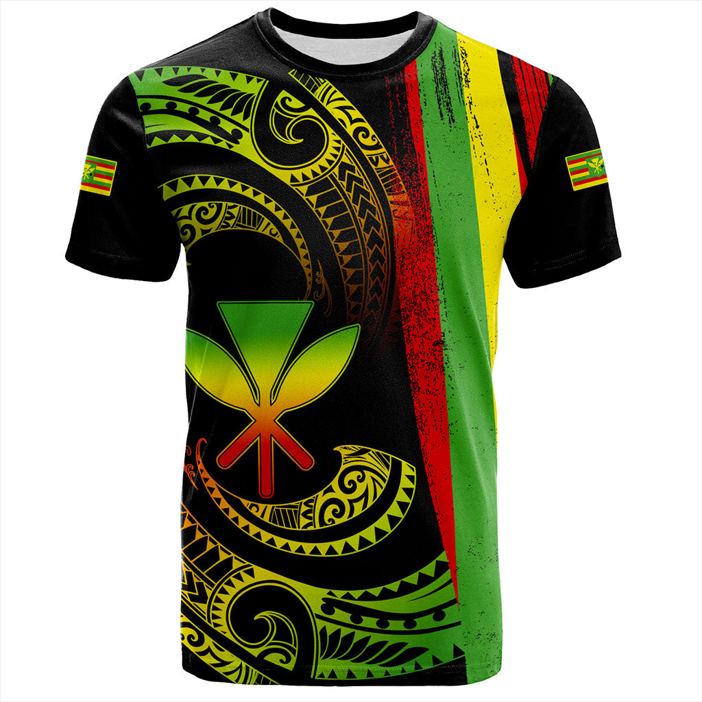 Hawaii T-Shirt Kanaka Maoli Tribal Wave Grunge Flag