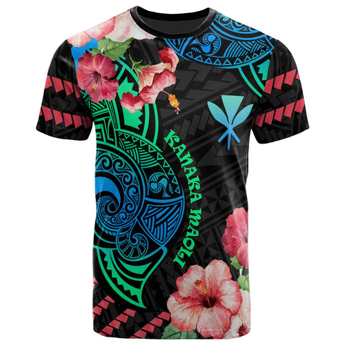 Kanaka Maoli T-Shirt - Polynesian Pride with Hibicus Flower Tribal Pattern