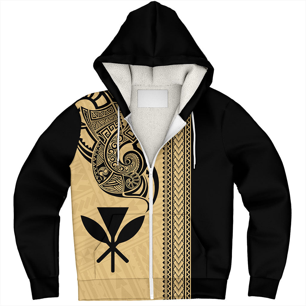 Hawaii Sherpa Hoodie Kanaka Polynesia Tribal Tattoo