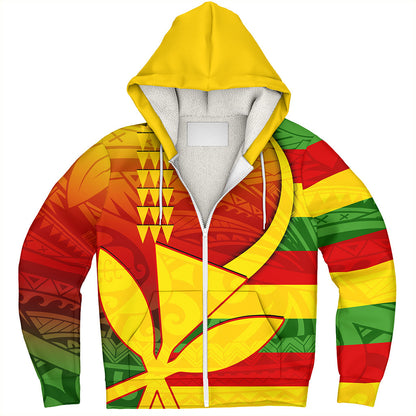 Hawaii Sherpa Hoodie Kanaka Flag Tribal Polynesian