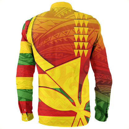 Hawaii Long Sleeve Shirt Kanaka Flag Tribal Polynesian