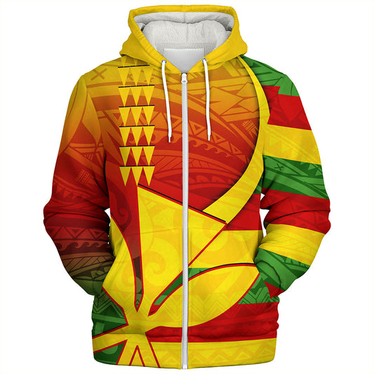 Hawaii Sherpa Hoodie Kanaka Flag Tribal Polynesian