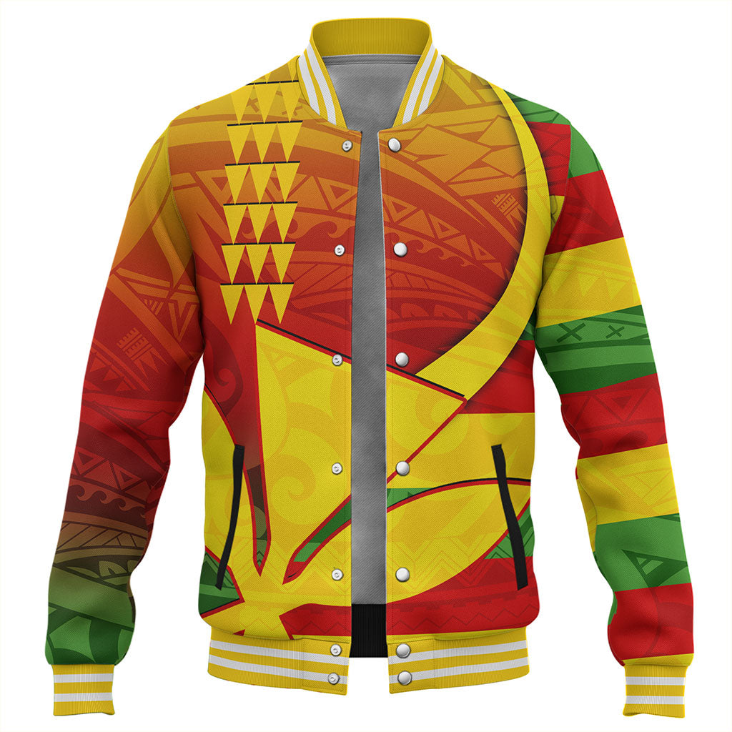 Hawaii Baseball Jacket Kanaka Flag Tribal Polynesian