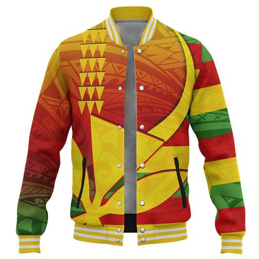 Hawaii Baseball Jacket Kanaka Flag Tribal Polynesian
